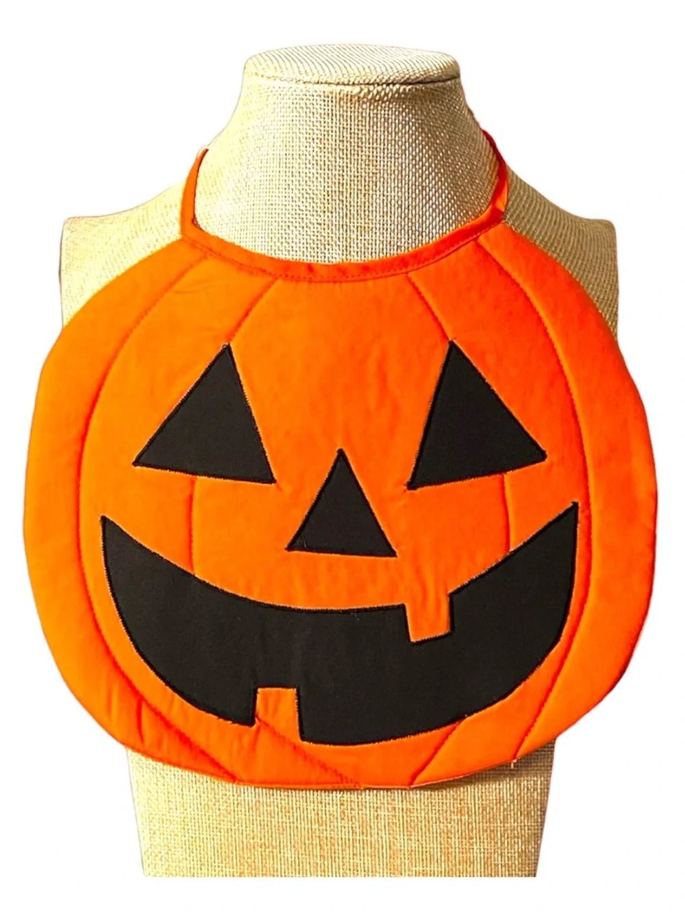 Handmade Pumpkin Jack-O’-Lantern Baby Bib Halloween Infant Bib